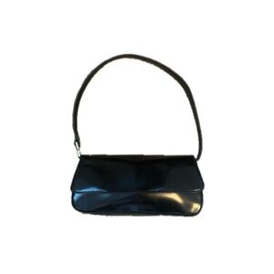 Vintage Liz Clairborne black patent bag with silver hardware